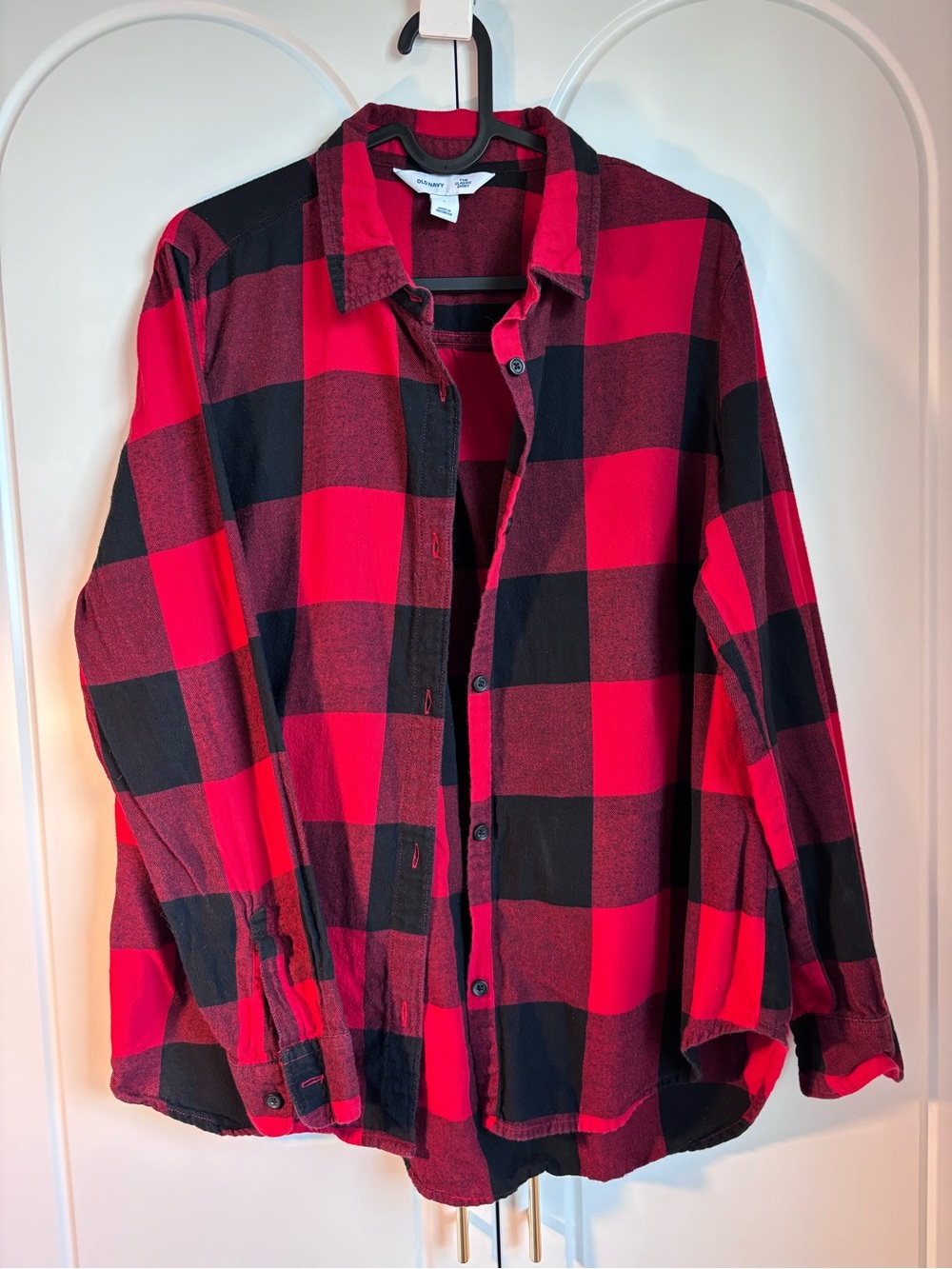 Old Navy Red and Black Buffalo Plaid Button-Down Shirt